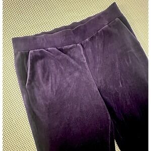 Ralph Lauren Purple Velvet Plush Pants Women Sz M Petite Pull On Stretch Pockets